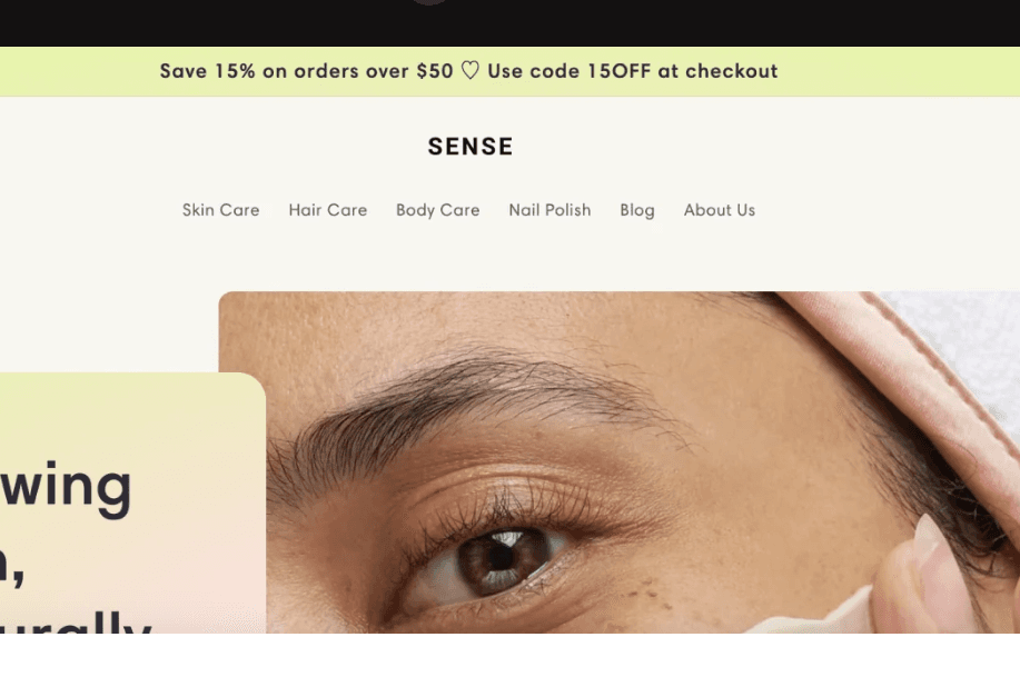 Screenshot of the Sense Shopify theme
