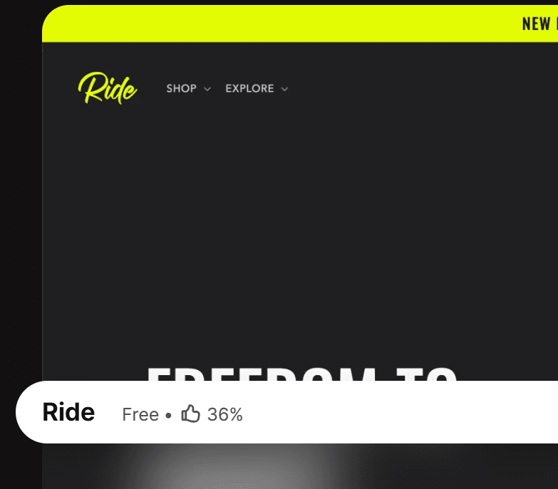 Screenshot of the Ride Shopify theme