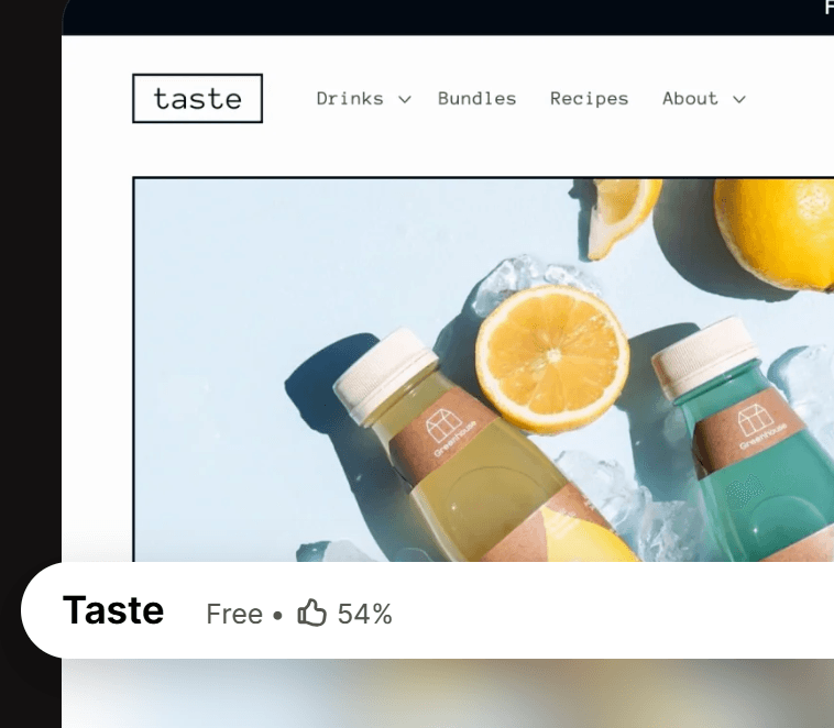 Screenshot of the Taste Shopify theme