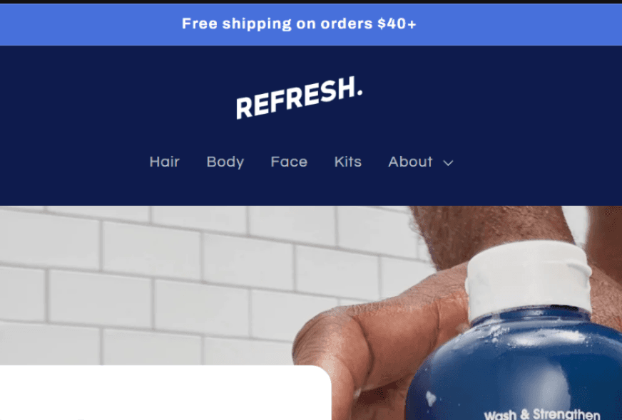 Screenshot of the Refresh Shopify theme