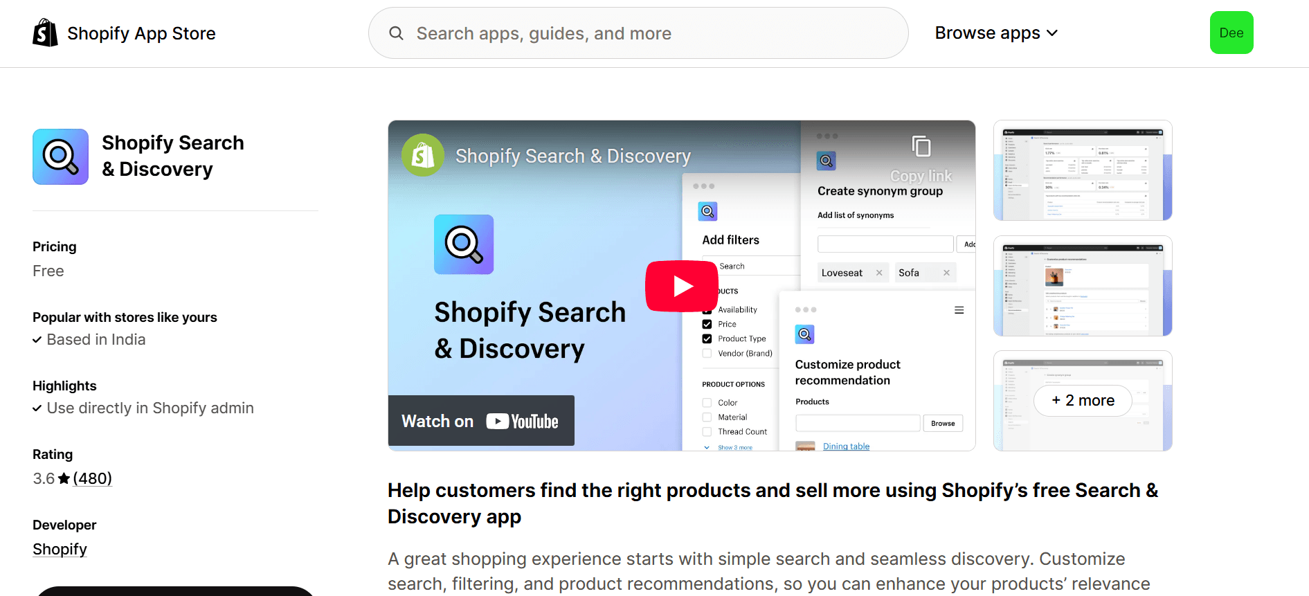 Logo for Shopify Search & Discovery